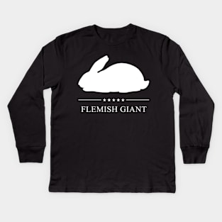 Flemish Giant Rabbit White Silhouette Kids Long Sleeve T-Shirt